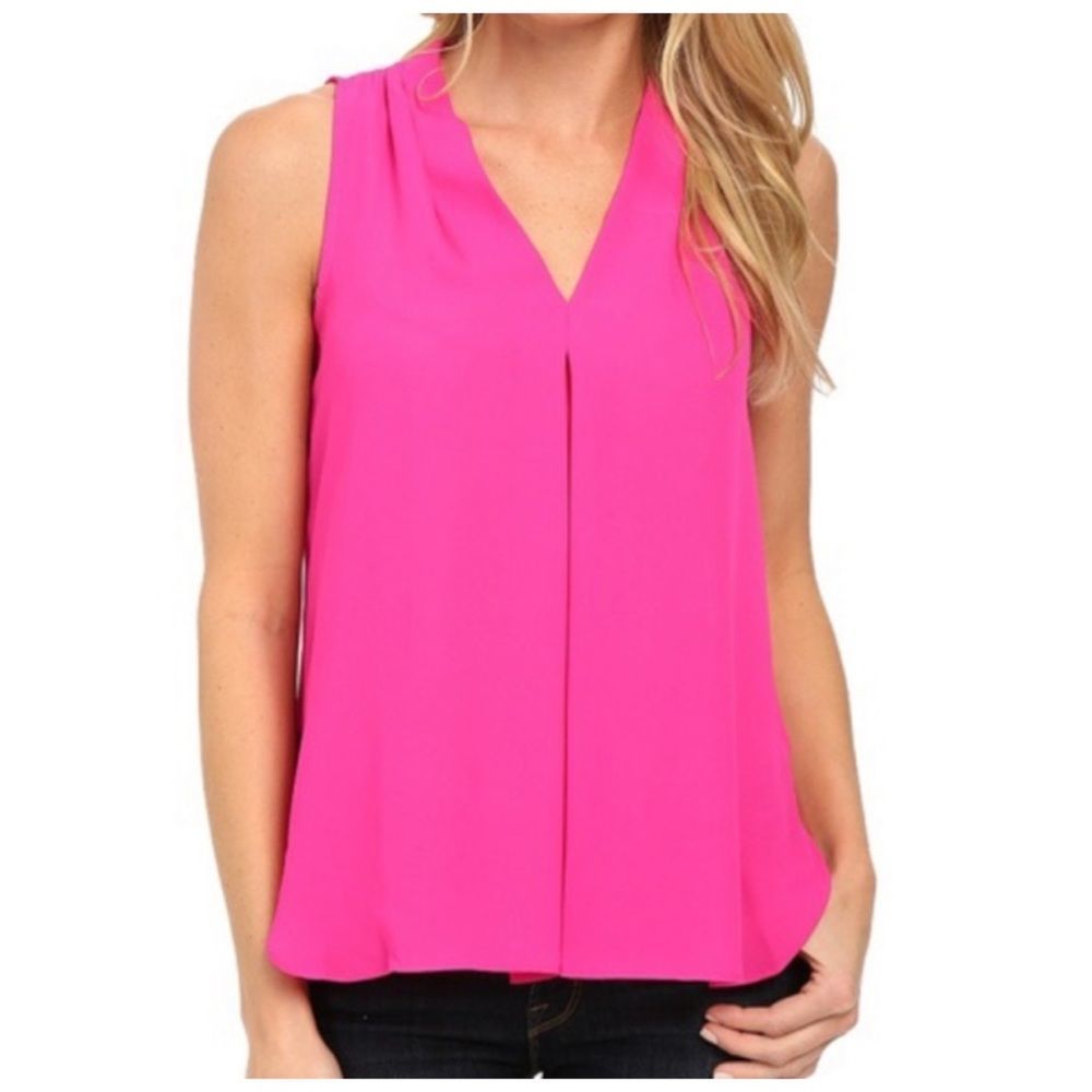 Vince Camuto Hot Pink Sleeveless V-Neck Blouse